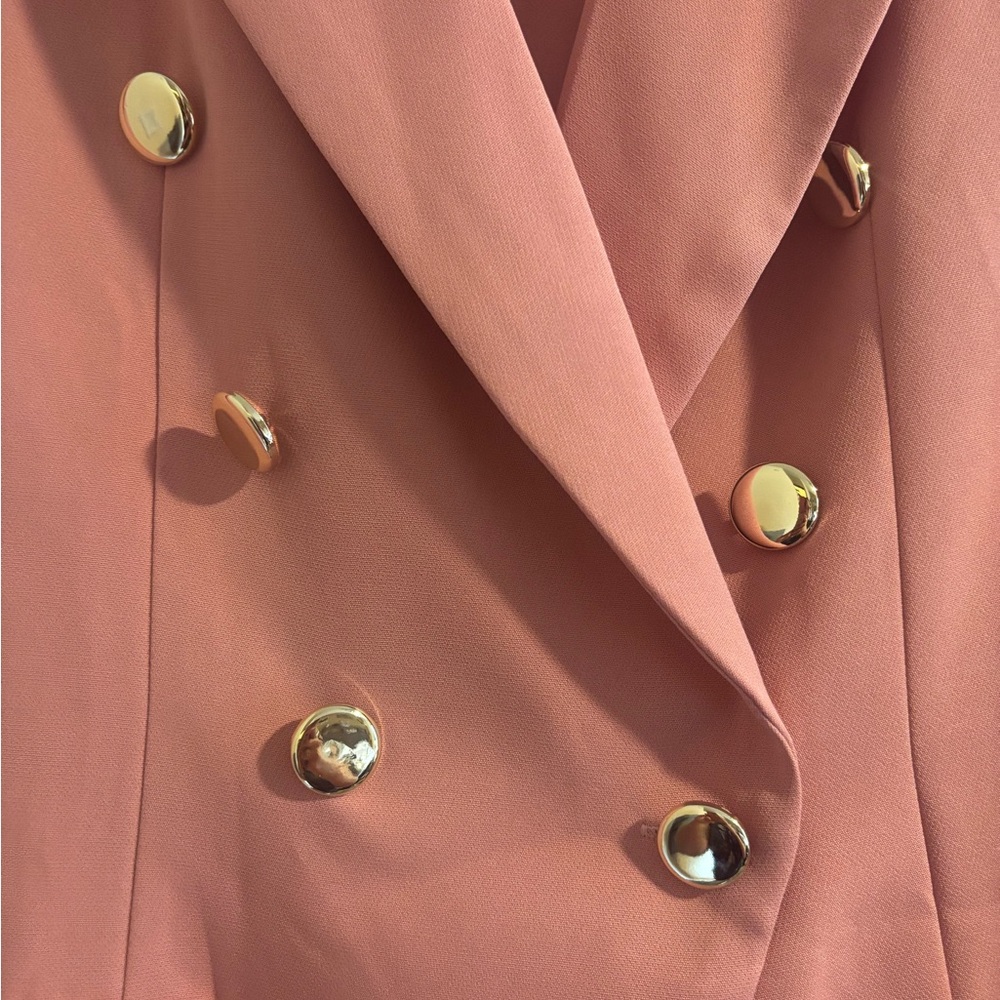 SHEIN Pink Double-Breasted Blazer with Gold Buttons - Picture 2 of 5